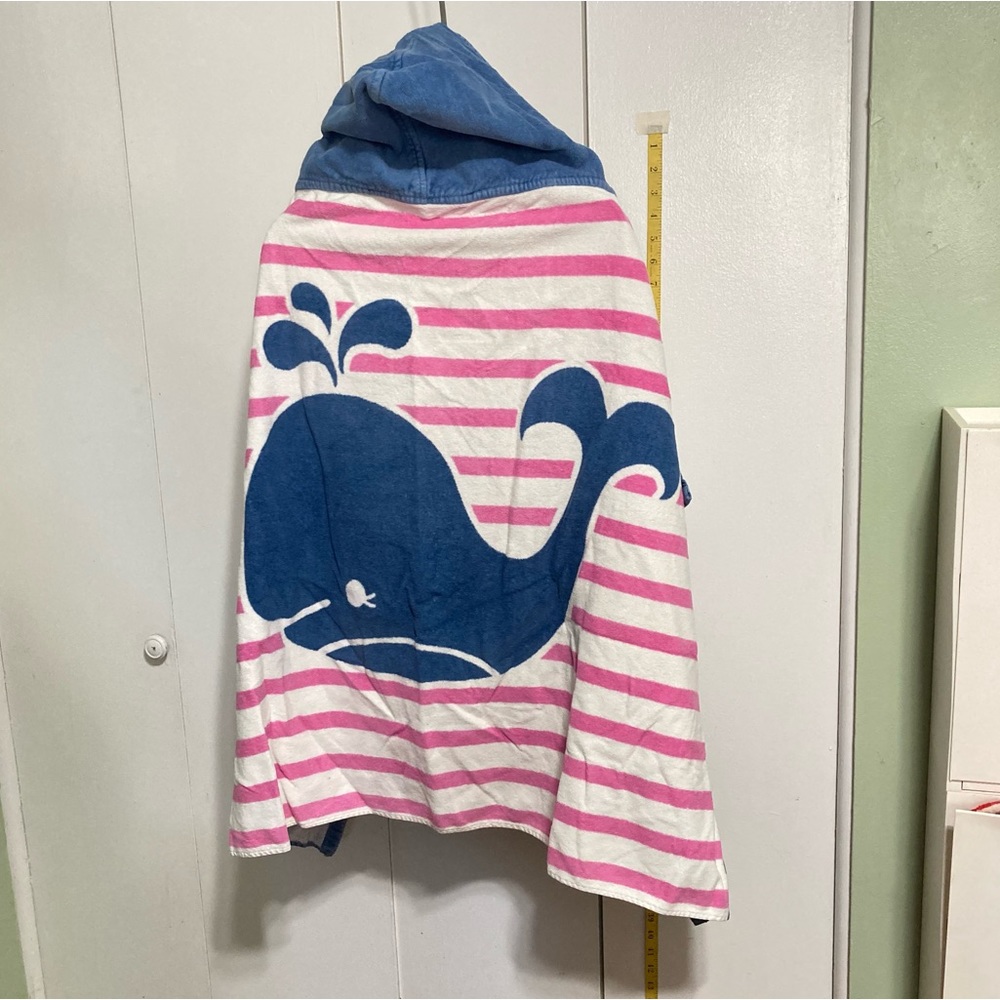 POTTERY BARN Kids Whale Bath Beach Wrap Towel Pink Blue 46" Wide x 29" Long - Picture 3 of 15